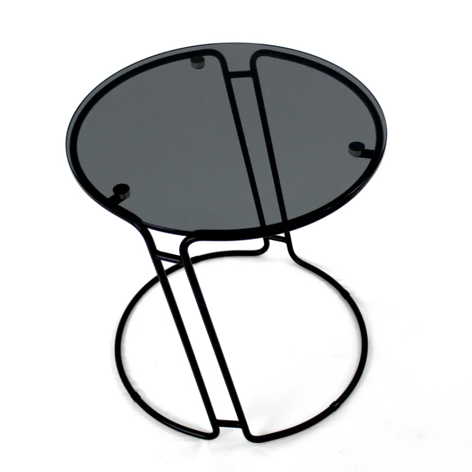 Table basse en verre et base ronde Made in Italy - Tullia Viadurini