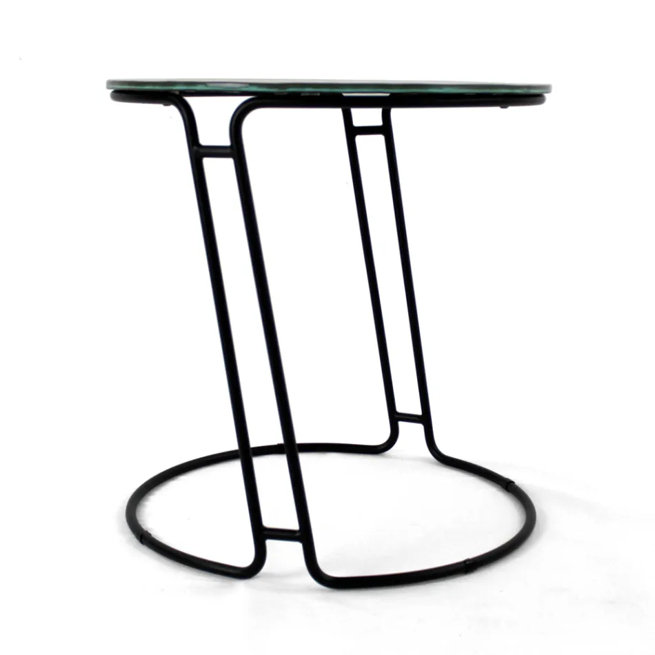 Table basse en verre et base ronde Made in Italy - Tullia Viadurini