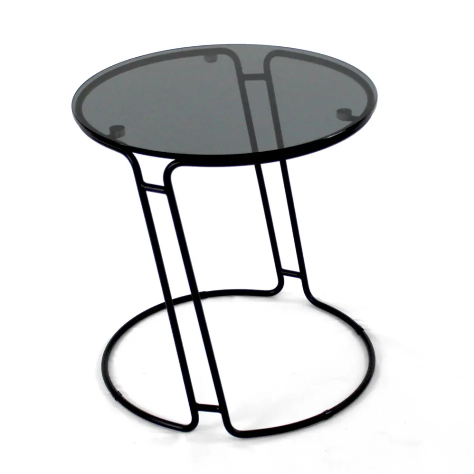 Table basse en verre et base ronde Made in Italy - Tullia Viadurini