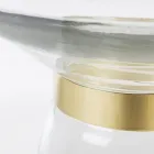 Table Basse en Verre et Décor en Acier Plaqué Laiton - Gabrio Viadurini