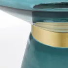 Table Basse en Verre et Décor en Acier Plaqué Laiton - Gabrio Viadurini