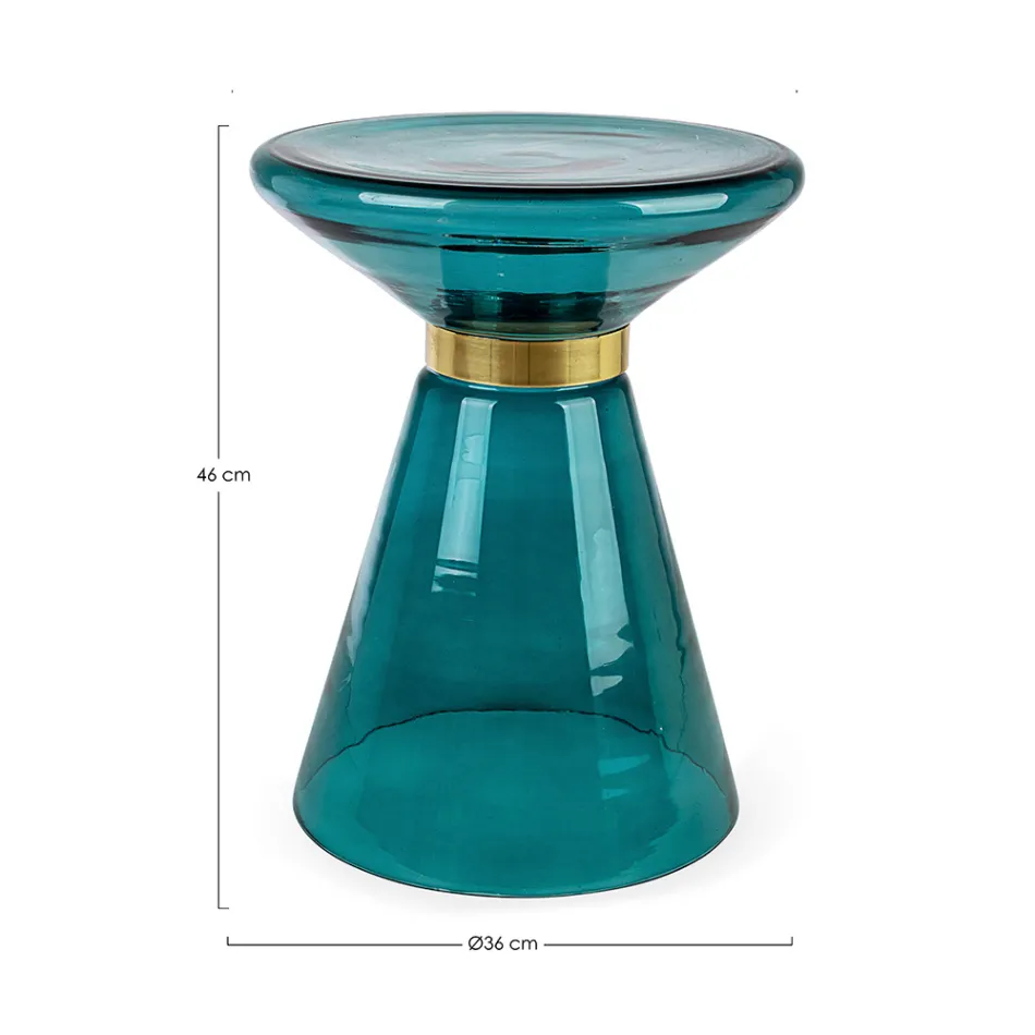 Table Basse en Verre et Décor en Acier Plaqué Laiton - Gabrio Viadurini