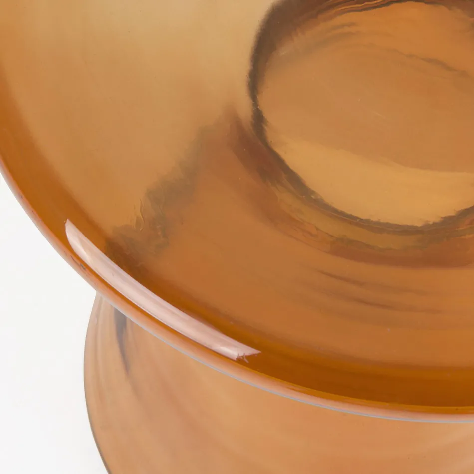 Table Basse en Verre et Décor en Acier Plaqué Laiton - Gabrio Viadurini