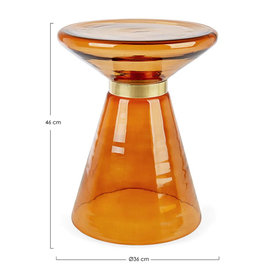 Table Basse en Verre et Décor en Acier Plaqué Laiton - Gabrio Viadurini