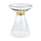 Table Basse en Verre et Décor en Acier Plaqué Laiton - Gabrio Viadurini