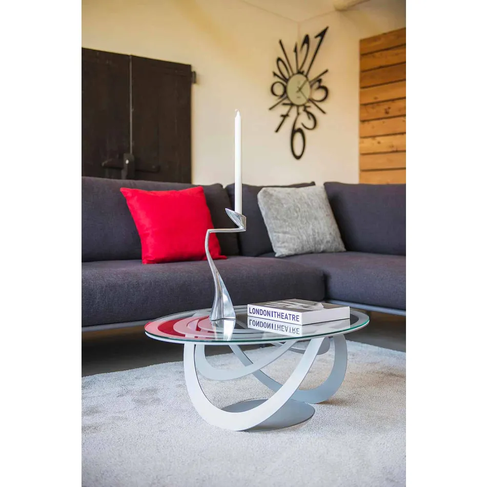 Table basse en verre et fer blanc ou ardoise Made in Italy - Olfeo Viadurini