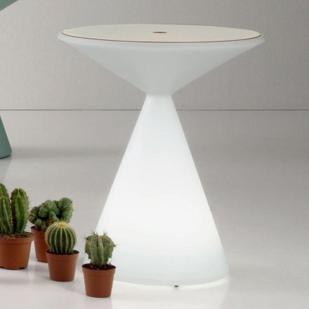 Table basse lumineuse avec revêtement en polyéthylène blanc - Aigu Viadurini