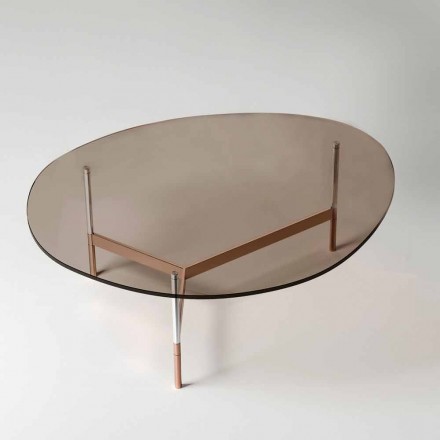 Table basse moderne avec plateau en verre Made in Italy - Cinci Viadurini