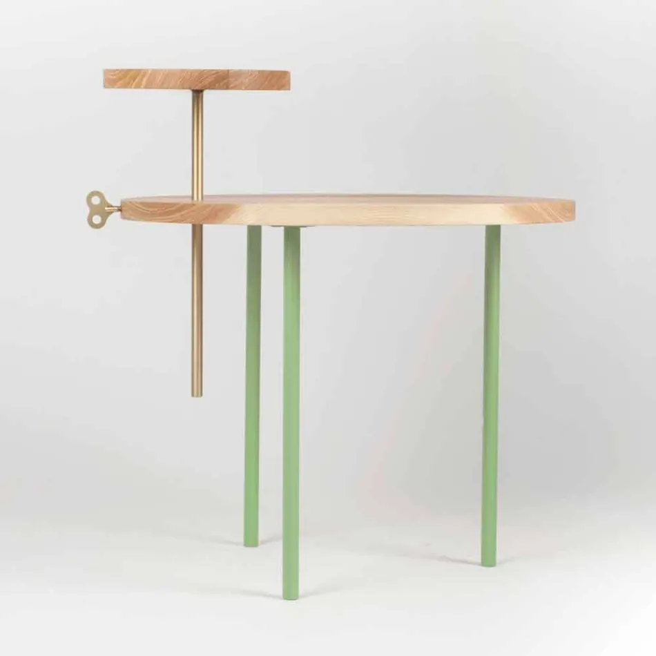 Table basse moderne avec plateau rond en frêne Made in Italy - Velino Viadurini
