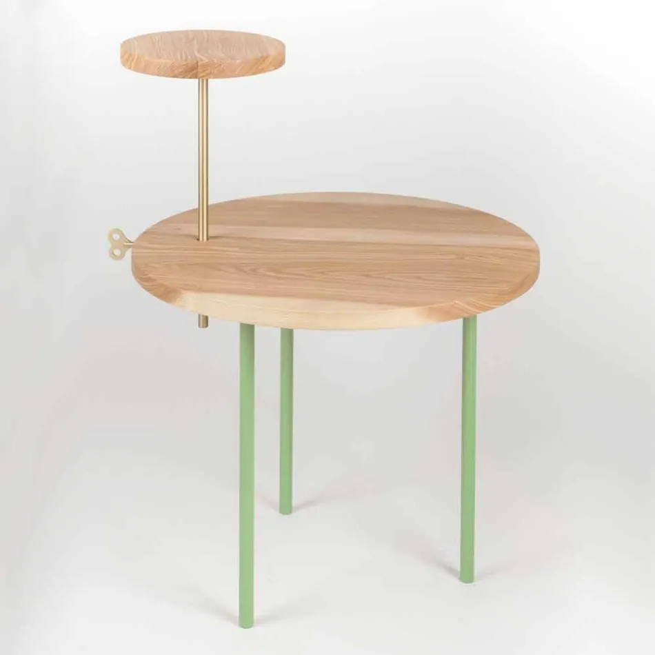 Table basse moderne avec plateau rond en frêne Made in Italy - Velino Viadurini