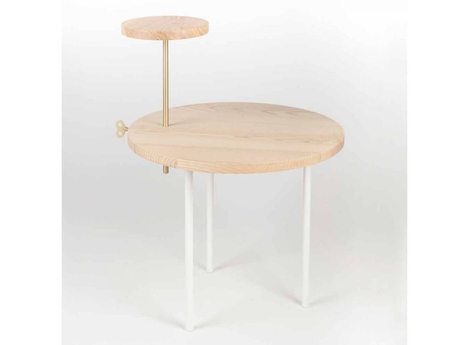 Table basse moderne avec plateau rond en frêne Made in Italy - Velino Viadurini