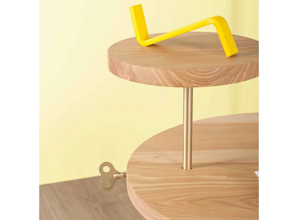 Table basse moderne avec plateau rond en frêne Made in Italy - Velino Viadurini