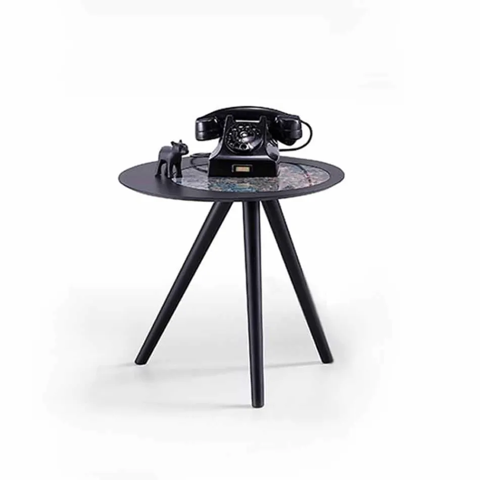 Table basse moderne avec plateau rond en grès Made in Italy - Stuttgart Viadurini