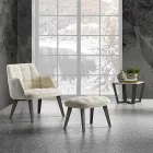 Table basse moderne en grès et bois de hêtre Made in Italy - Titanic Viadurini