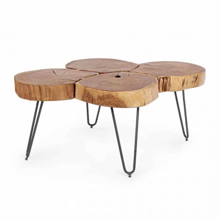 Table basse moderne Homemotion en bois et acier peint - Severo Viadurini