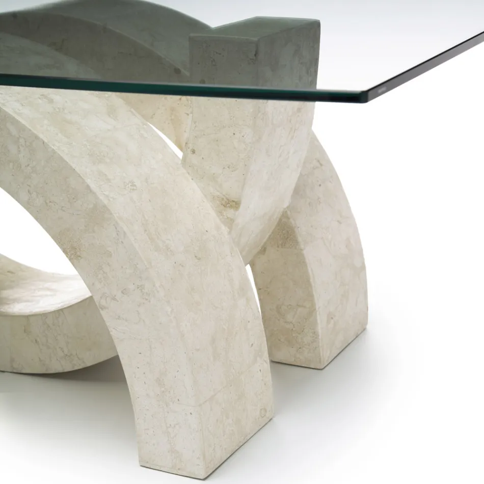 Table basse moderne en pierre et verre - Austin Viadurini