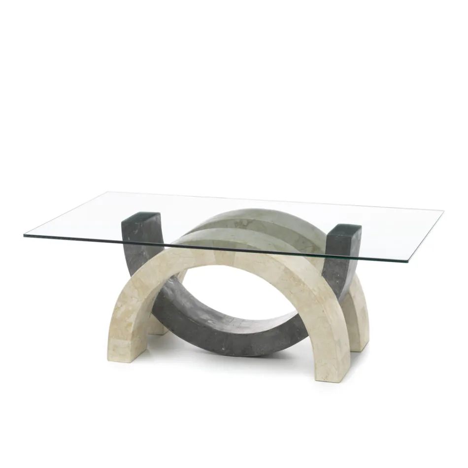 Table basse moderne en pierre et verre - Austin Viadurini