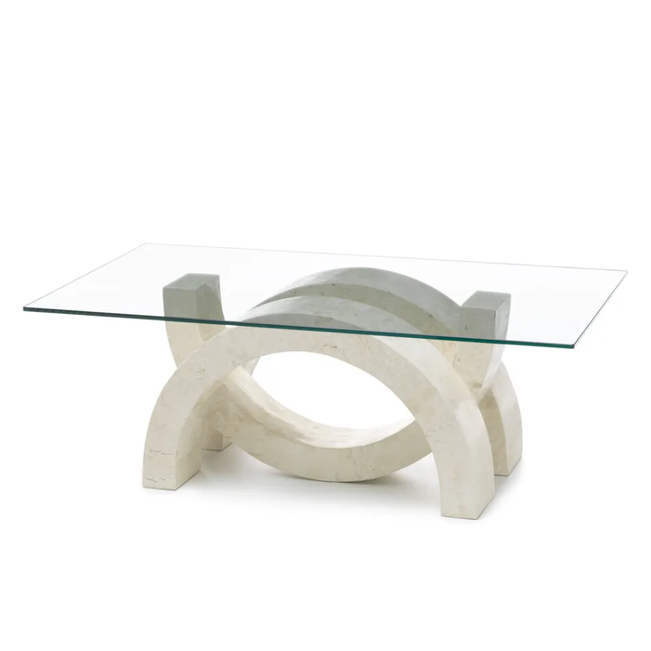Table basse moderne en pierre et verre - Austin Viadurini