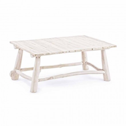 Table basse moderne Homemotion en branches de teck blanchi - Bambo Viadurini