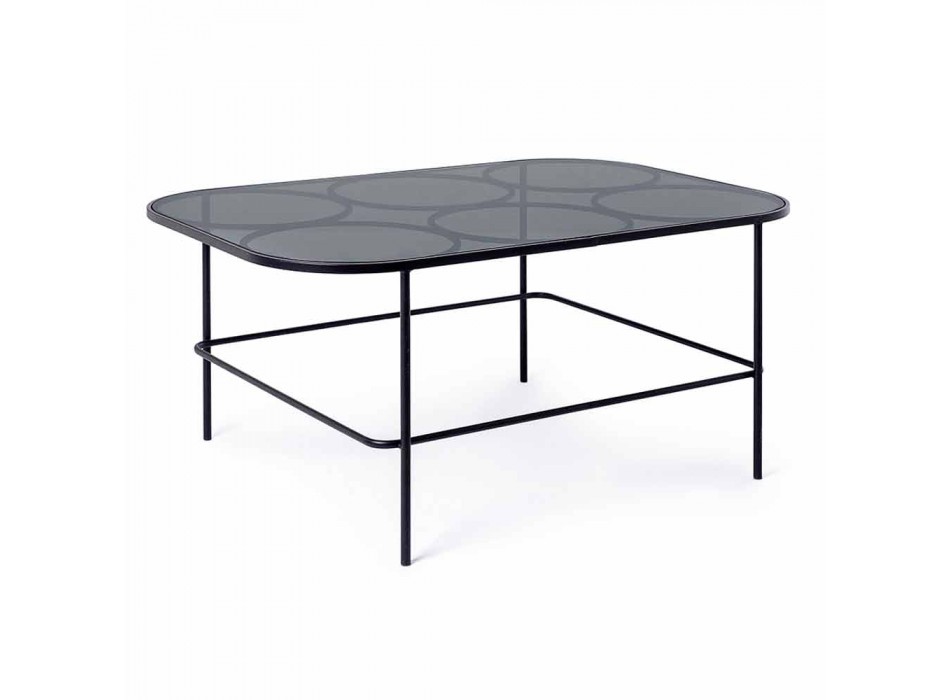 Table basse moderne Homemotion en verre et acier peint - Rondino Viadurini