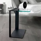 Table Basse Moderne en Métal et Verre Fumé ou Transparent Fabriquée en Italie - Teilor Viadurini