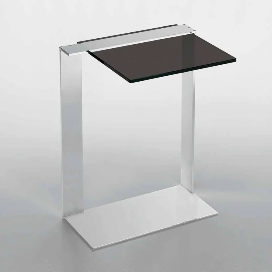 Table Basse Moderne en Métal et Verre Fumé ou Transparent Fabriquée en Italie - Teilor Viadurini