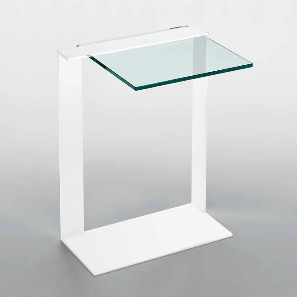 Table Basse Moderne en Métal et Verre Fumé ou Transparent Fabriquée en Italie - Teilor Viadurini