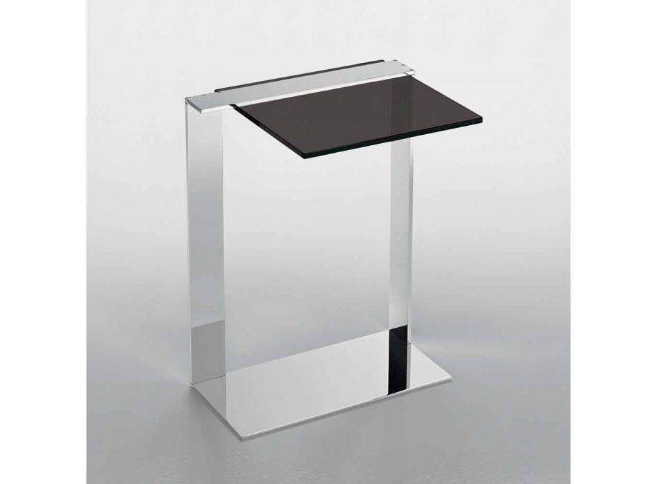 Table Basse Moderne en Métal et Verre Fumé ou Transparent Fabriquée en Italie - Teilor Viadurini