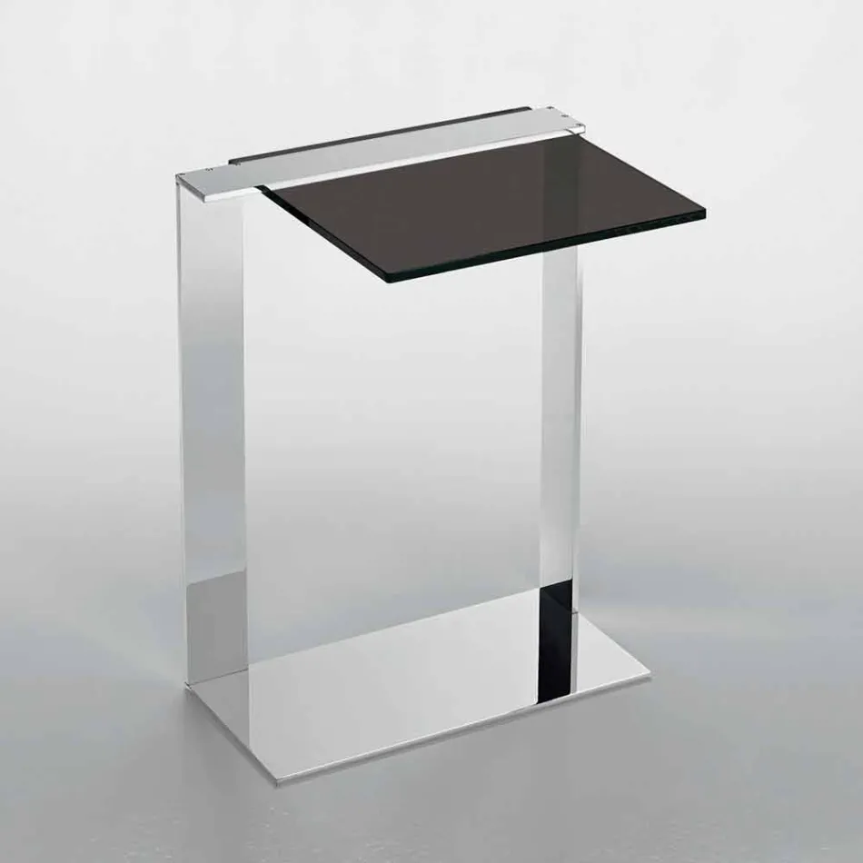 Table Basse Moderne en Métal et Verre Fumé ou Transparent Fabriquée en Italie - Teilor Viadurini