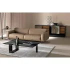 Table basse moderne avec plateau en verre fumé et base en métal Made in Italy - Scoby Viadurini