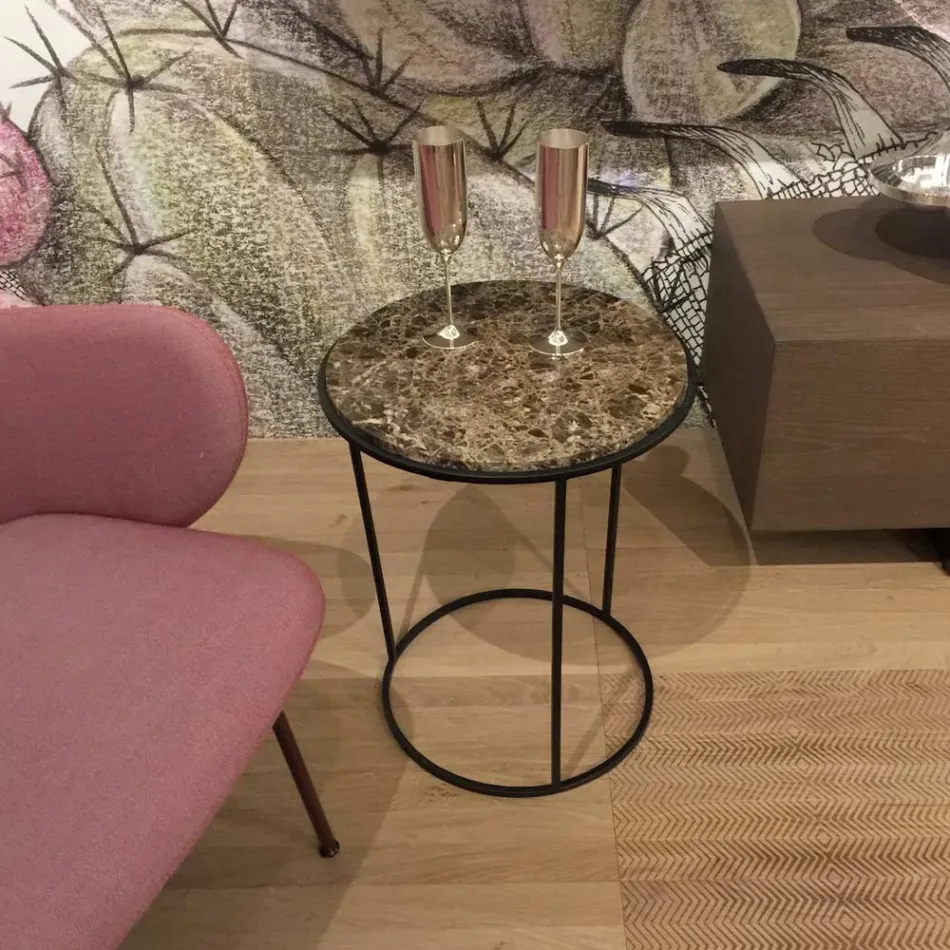 Table basse ronde moderne en métal et marbre de haute qualité - Raphael Viadurini