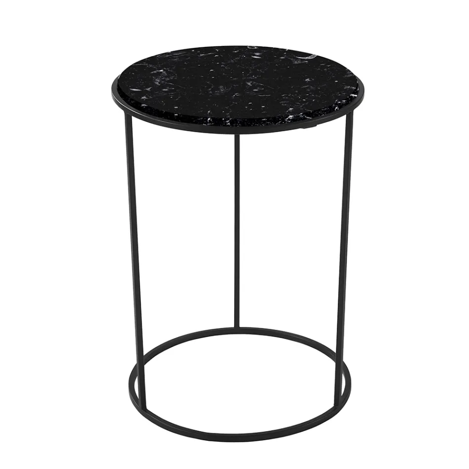 Table basse ronde moderne en métal et marbre de haute qualité - Raphael Viadurini