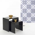 Table basse noire moderne 40x40cm Terry Small, faite en Italie