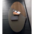 Table basse ovale en métal et plateau en bois bicolore - Comacchio Viadurini