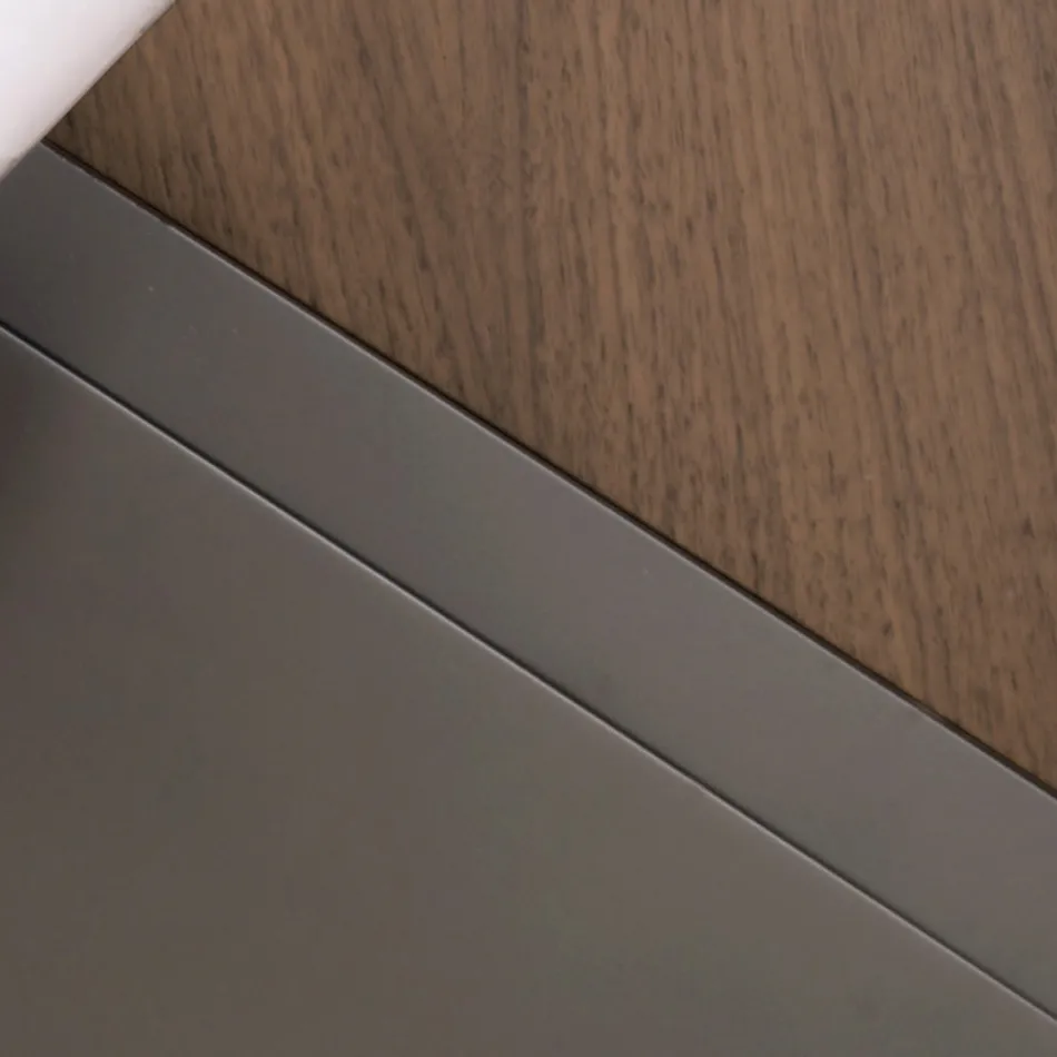 Table basse ovale en métal et plateau en bois bicolore - Comacchio Viadurini