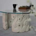 Table basse ovale en pierre vivante et cristal, Lindos design moderne Viadurini