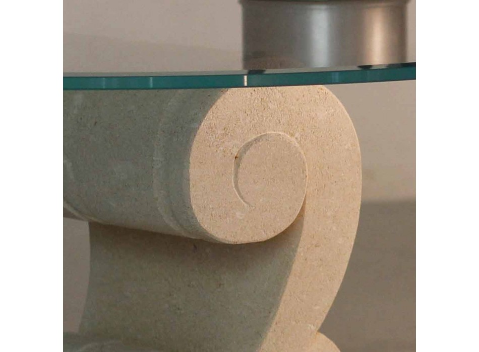 Table basse ovale pierre vivante et design cristal Arachné-S Viadurini