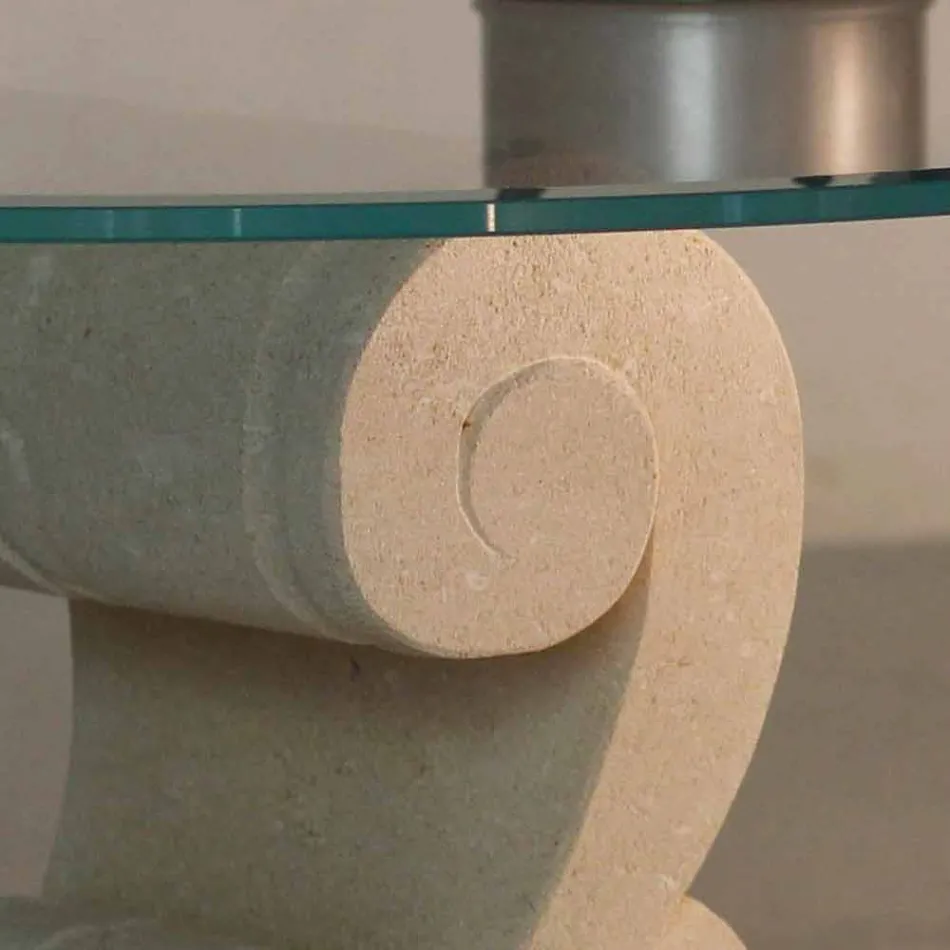 Table basse ovale pierre vivante et design cristal Arachné-S Viadurini