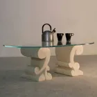 Table basse ovale pierre vivante et design cristal Arachné-S Viadurini