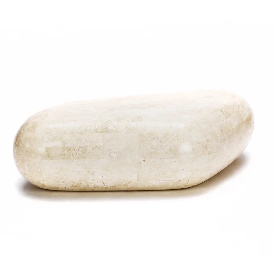 Table Basse Ovale en Pierre Fossile Moderne - Avenue Viadurini