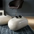 Table Basse Ovale en Pierre Fossile Moderne - Avenue Viadurini
