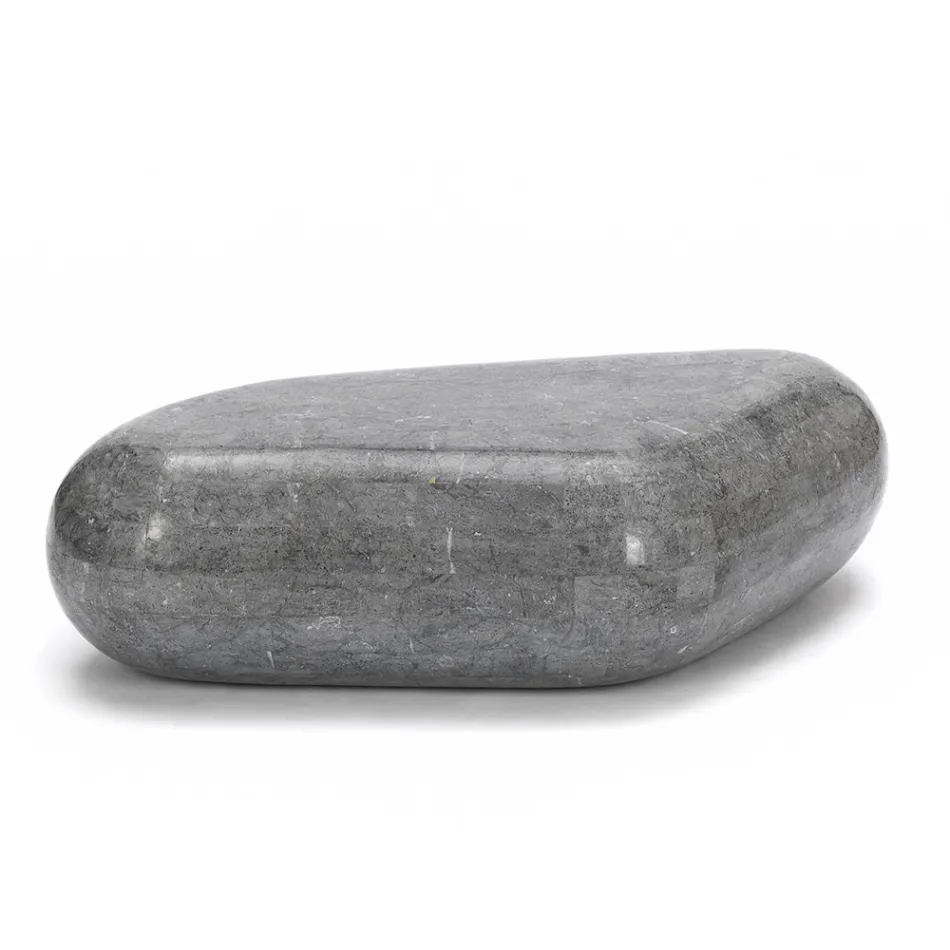 Table Basse Ovale en Pierre Fossile Moderne - Avenue Viadurini