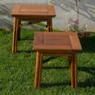 Table basse d'extérieur en bois naturel ou noir, 2 tailles - Suzana Viadurini