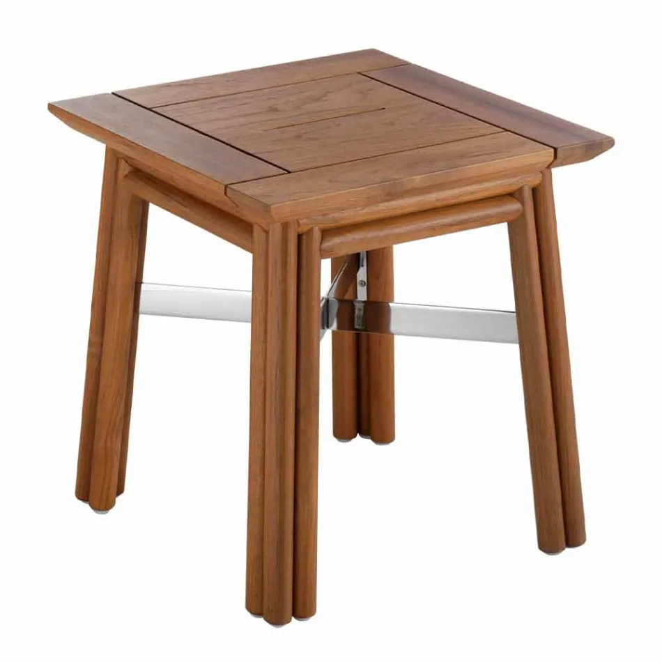 Table basse d'extérieur en bois naturel ou noir, 2 tailles - Suzana Viadurini