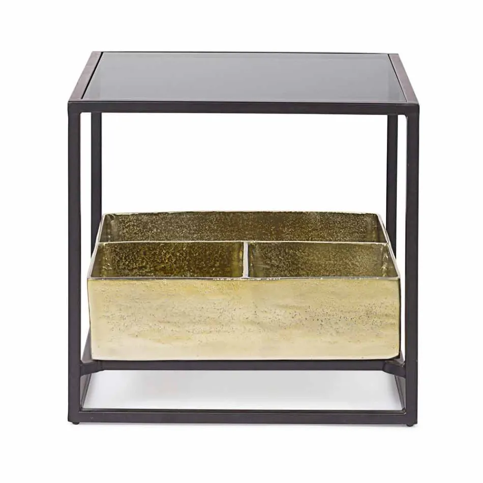 Table basse carrée Homemotion avec plateau en verre - Sigismondo Viadurini