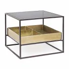 Table basse carrée Homemotion avec plateau en verre - Sigismondo Viadurini