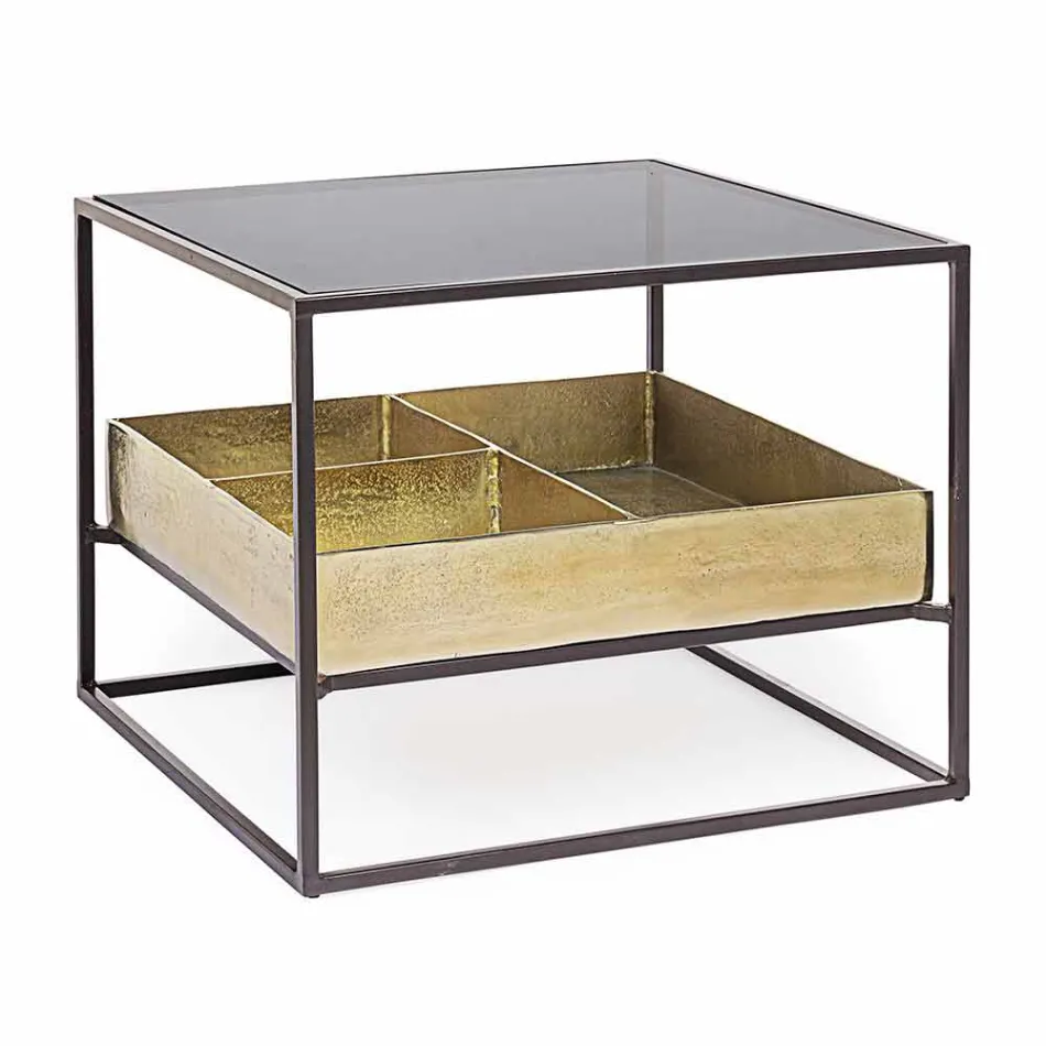 Table basse carrée Homemotion avec plateau en verre - Sigismondo Viadurini