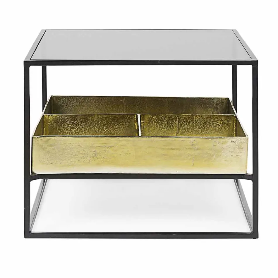 Table basse carrée Homemotion avec plateau en verre - Sigismondo Viadurini