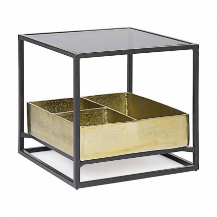 Table basse carrée Homemotion avec plateau en verre - Sigismondo Viadurini