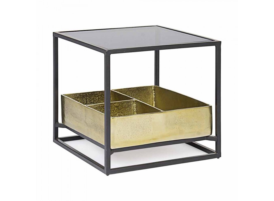 Table basse carrée Homemotion avec plateau en verre - Sigismondo Viadurini